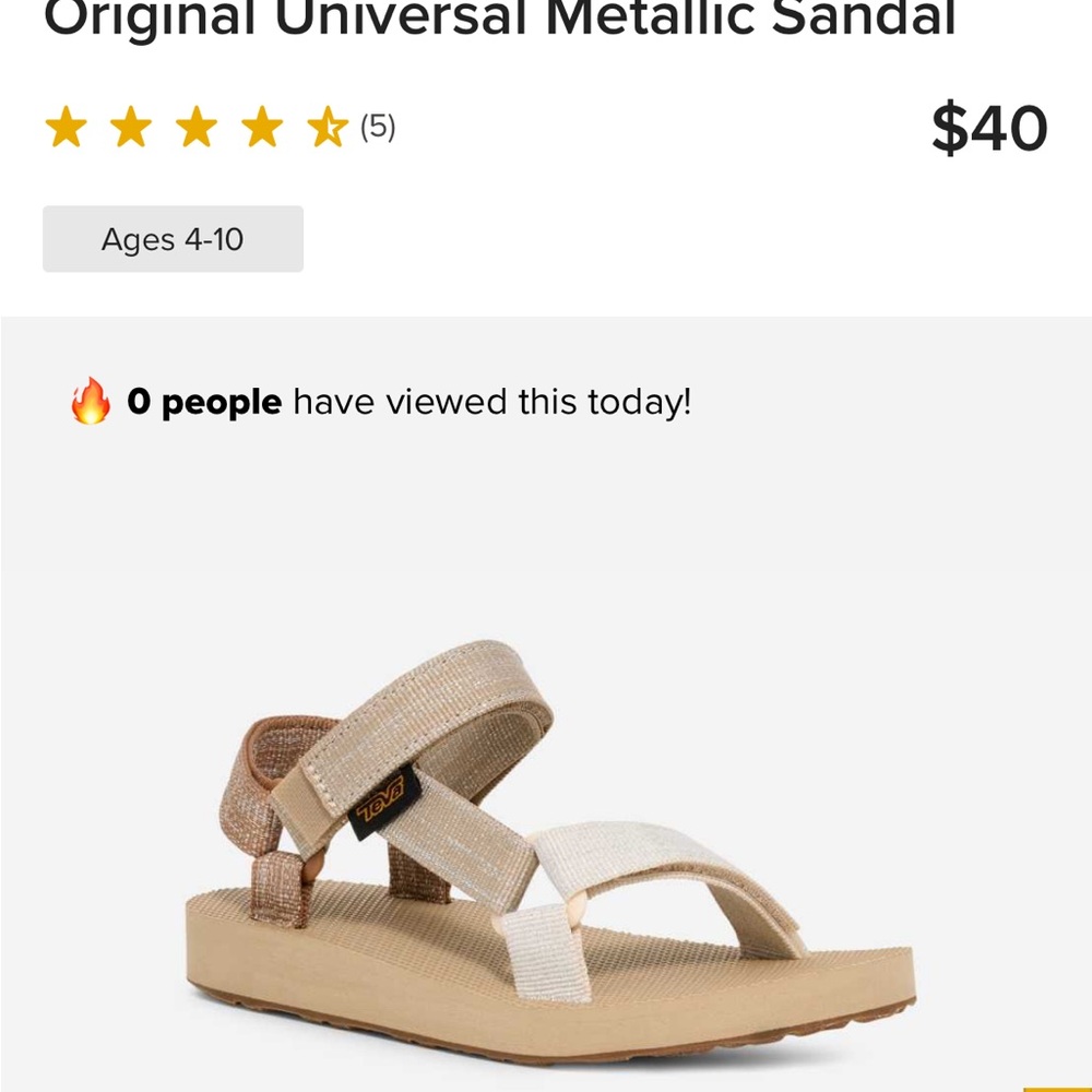 Teva Metallic Sandals with Adjustable Straps